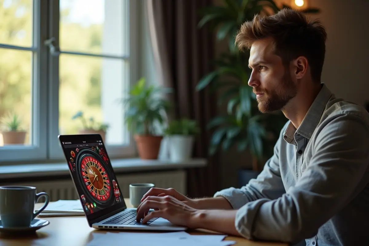 person playing online casino