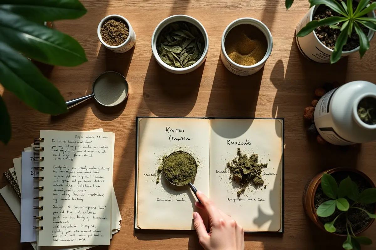 person comparing different types of kratom and their characteristics